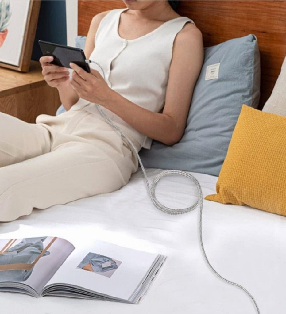 iPhone Töltő Fonott Nylon 3db: 1m+2m/2db (Fehér - Szürke) - BShopy