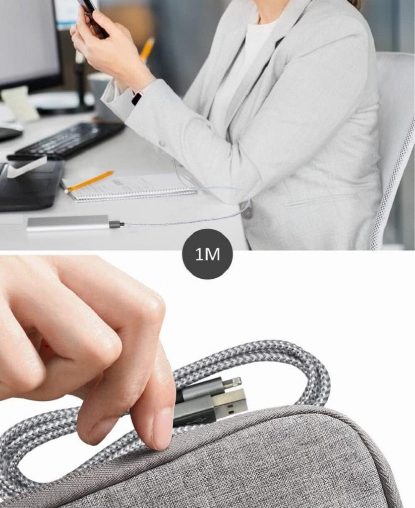 iPhone Töltő Fonott Nylon 3db: 1m+2m/2db (Fehér - Szürke) - BShopy