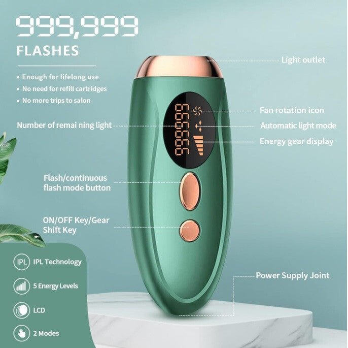 IPL Otthoni Szőrtelenítő Eszköz Smaragdzöld és Bronz Színben - Hatékony és Kényelmes - BShopy