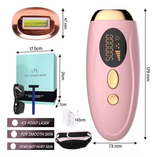 IPL Szőrtelenítő Készülék Otthoni Használatra - Rózsaszín - Bronz, 5 Erősségi Fokozat - BShopy