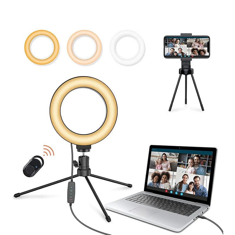 Jeemak PC50 Körfény Állvánnyal - LED Selfie Lámpa Telefon Tartóval - BShopy