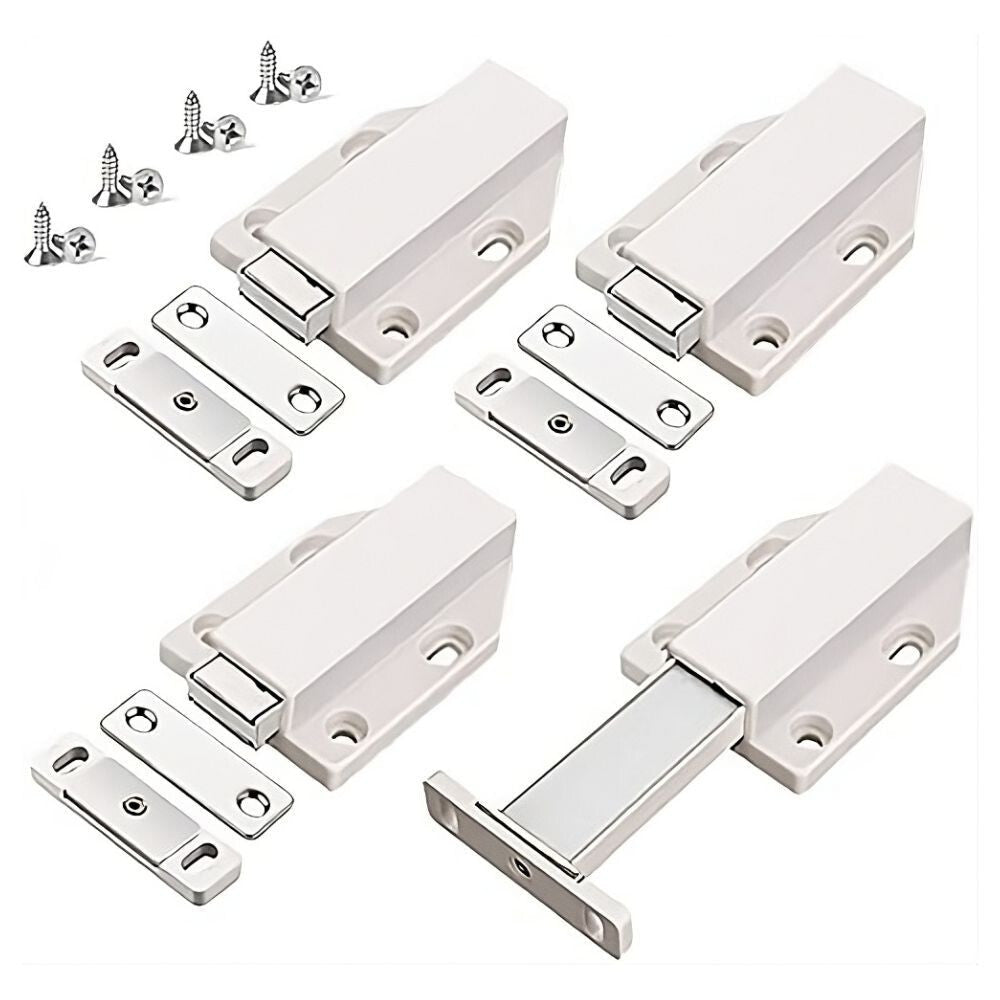 JIAYI Mágneses Nyomásra Nyíló Ajtónyitó Szerkezet, Push - To - Open 4db (Fehér) - BShopy