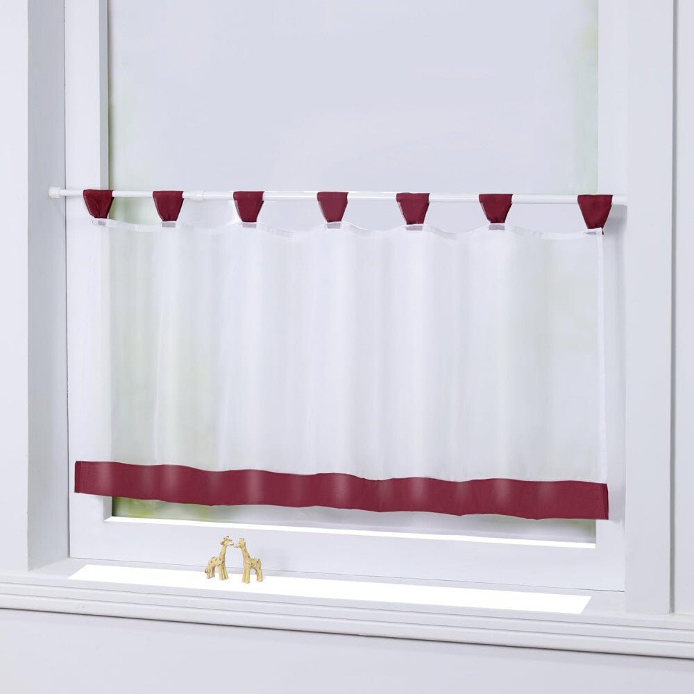 Joyswahl Fehér Panelfüggöny Bordó Csíkkal - 120x45 cm Méret - BShopy