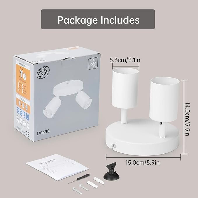 Kambo 2 Égős Kör Alakú Forgatható LED Mennyezeti Spotlámpa (Fehér) - BShopy