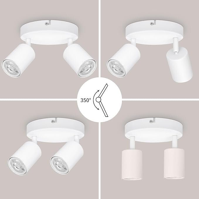 Kambo 2 Égős Kör Alakú Forgatható LED Mennyezeti Spotlámpa (Fehér) - BShopy