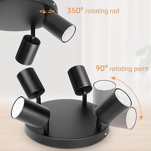 Spot de tavan LED Ketom GU10 rotativ, reglabil, cu 4 direcții (negru) - BShopy