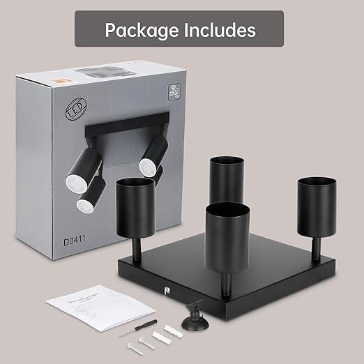 Ketom Forgatható, Állítható 4 Irányú Mennyezeti Spotlámpa (Fekete) - BShopy