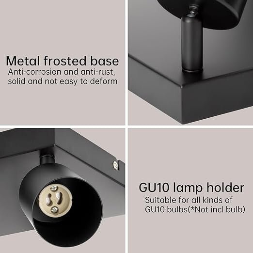 Ketom Forgatható, Állítható 4 Irányú Mennyezeti Spotlámpa (Fekete) - BShopy