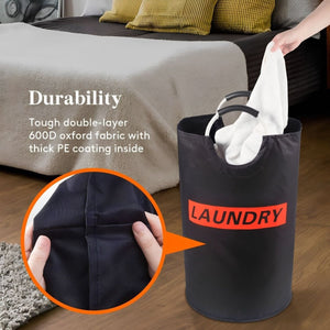 Coș de rufe Lifewit negru – 115 litri, coș pliabil pentru haine, cu capacitate mare - BShopy