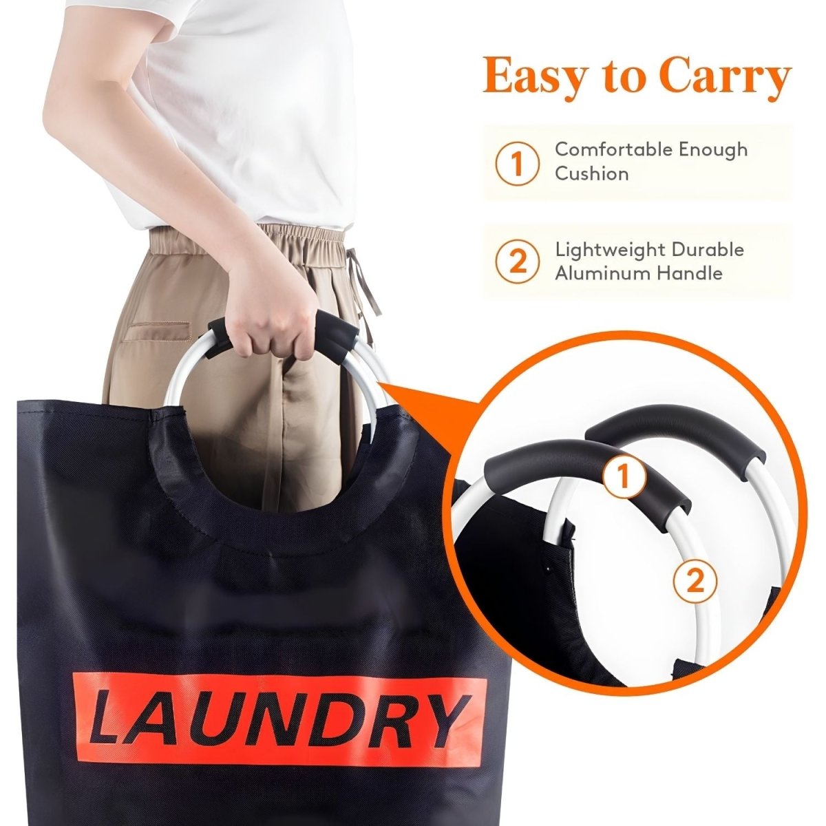 Coș de rufe Lifewit negru – 115 litri, coș pliabil pentru haine, cu capacitate mare - BShopy