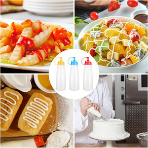 LikeSun 3 Darabos Műanyag Szószos Üveg Szett – 550 ml Adagolóflakon Öntetekhez és Szószokhoz - BShopy