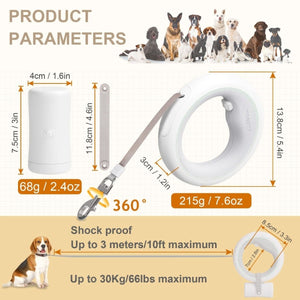 Moestar 2 Plus Visszahúzható Kutyapóráz - 3 m, LED Lámpával, Rózsaszín-Fehér, Ergonomikus Markolat-BShopy