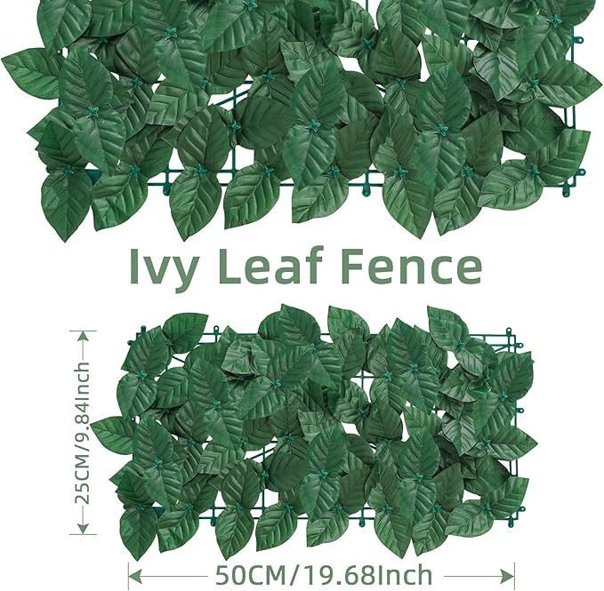 Mű Sötétzöld Leveles Dekoratív Kerítésborítás – 25x50 cm, UV - Álló Kerti Takaró - BShopy