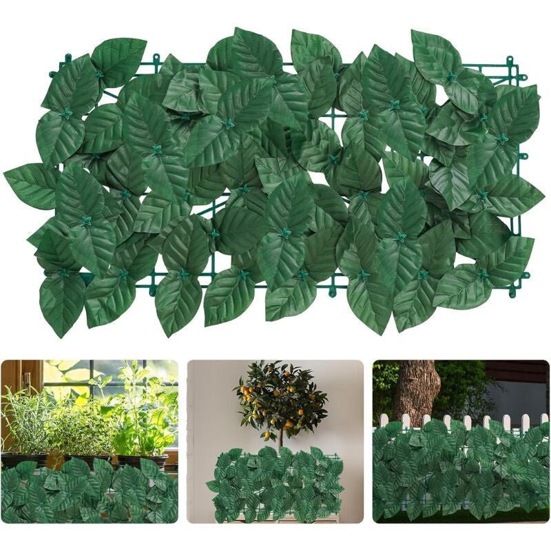 Mű Sötétzöld Leveles Dekoratív Kerítésborítás – 25x50 cm, UV - Álló Kerti Takaró - BShopy