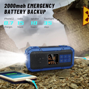 Radio portabil multifuncțional – Bluetooth, powerbank, solar, lanternă de urgență - BShopy