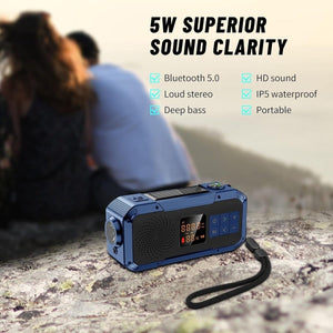 Radio portabil multifuncțional – Bluetooth, powerbank, solar, lanternă de urgență - BShopy