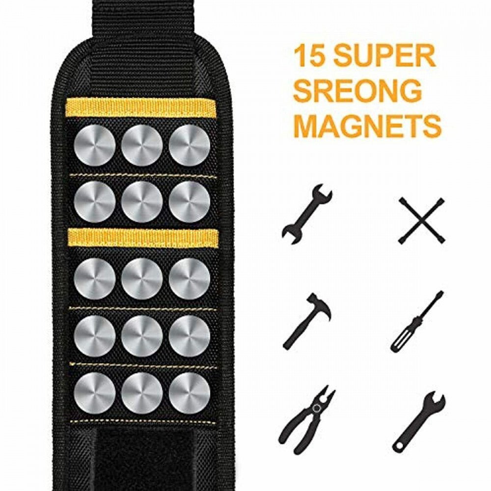 MYCARBON Mágneses Csuklópánt - Szerszámtartó Karkötő Férfiaknak, 15 Mágnessel - BShopy