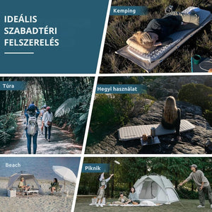 Naturehike Könnyen Felfújható Kempingmatrac – 3,5 cm Vastag, Ultrakönnyű (490 g), Múmia Forma, Szürkéskék - BShopy