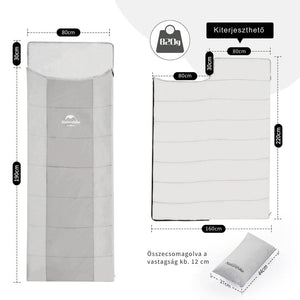 Naturehike Ultrakönnyű Nyári Hálózsák Párnatartó Zsebbel – Összekapcsolható (820 g), Szürke - BShopy