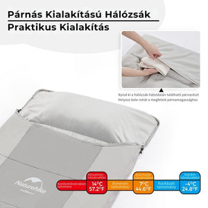 Naturehike Ultrakönnyű Nyári Hálózsák Párnatartó Zsebbel – Összekapcsolható (820 g), Szürke - BShopy