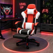 OFCASA Scaun Ergonomic pentru Gameri Portocaliu-Alb, cu Suport pentru Picioare