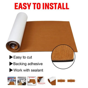 Öntapadós EVA Hajópadló Burkolólap 2400x900x6 mm - Világosbarna Teak Minta, Csúszásmentes, Vízálló - BShopy