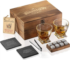 Prémium Whisky Szett 15 Részes - Kristály Poharakkal, Whisky Kövekkel és Bár Kiegészítőkkel - BShopy