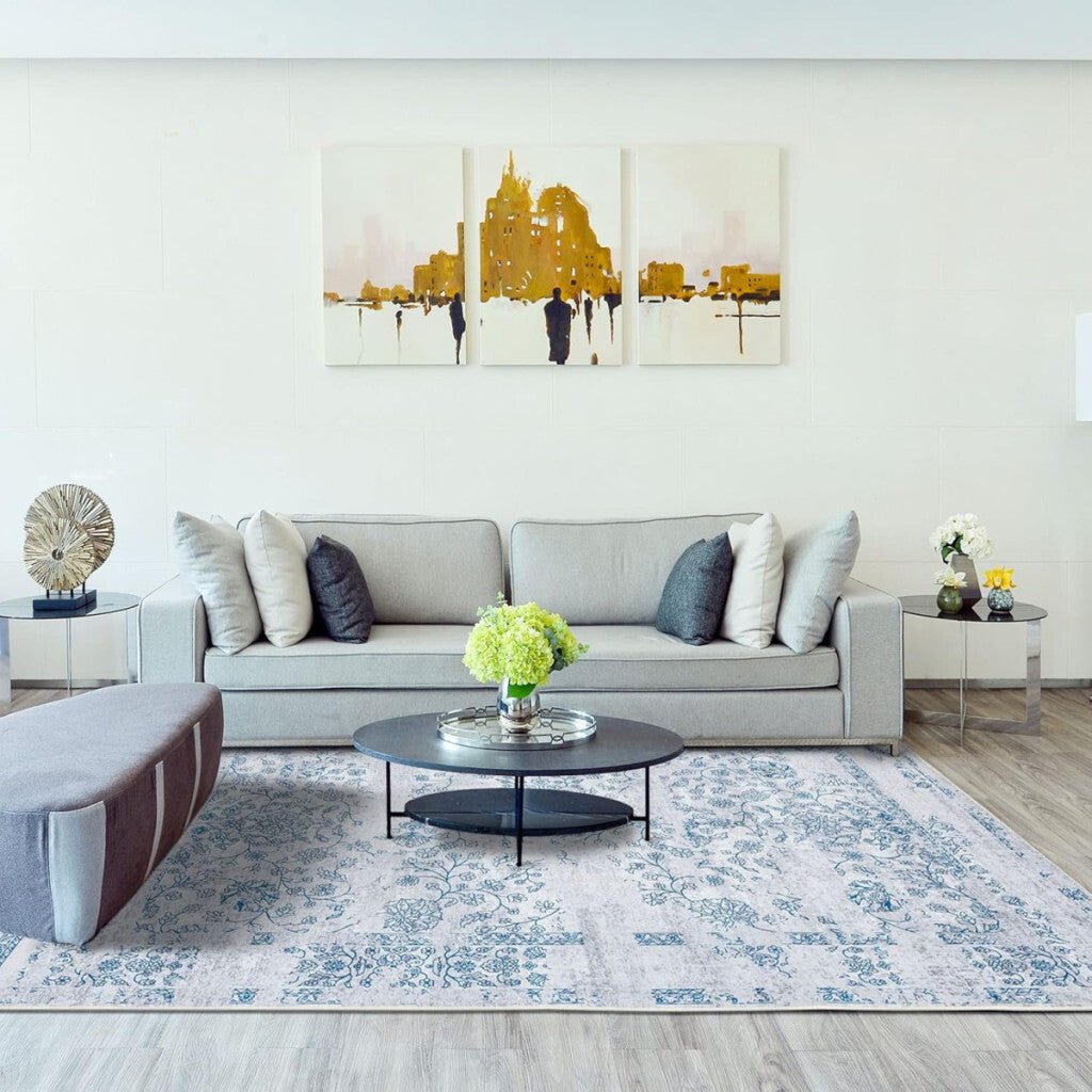 Taleta Barley Kék Virágos Perzsa Stílusú Beltéri Szőnyeg 80x150cm - BShopy