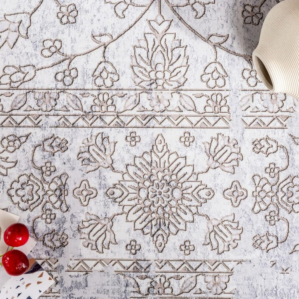 Taleta Barley Szürke Virágos Perzsa Stílusú Beltéri Szőnyeg 80x150cm - BShopy