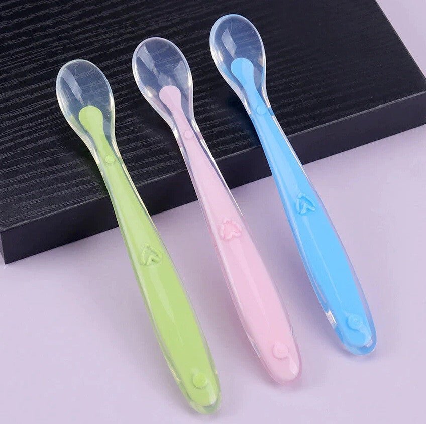 TheToddly Szilikon Etetőkanál Szett Csecsemőknek - 4 db, Narancssárga, Kék, Rózsaszín, Zöld - BShopy