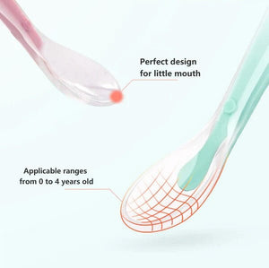 TheToddly Szilikon Etetőkanál Szett Csecsemőknek - 4 db, Narancssárga, Kék, Rózsaszín, Zöld - BShopy