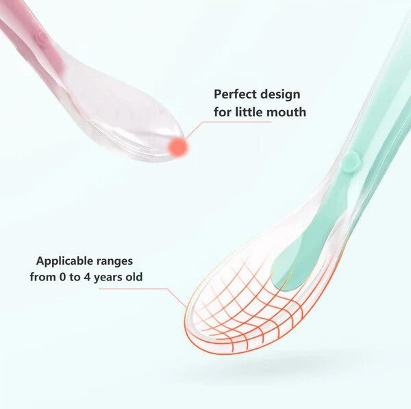 TheToddly Szilikon Etetőkanál Szett Csecsemőknek - 4 db, Narancssárga, Kék, Rózsaszín, Zöld - BShopy
