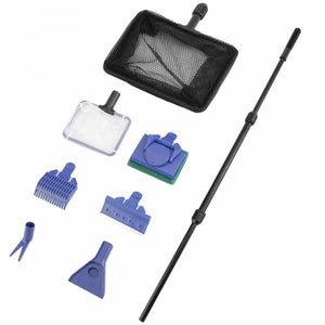 Többfunkciós Akvárium Tisztító Szett - Teleszkópos Nyéllel, Hálóval és Kefékkel - BShopy