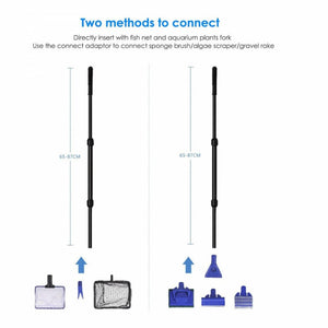 Többfunkciós Akvárium Tisztító Szett - Teleszkópos Nyéllel, Hálóval és Kefékkel - BShopy