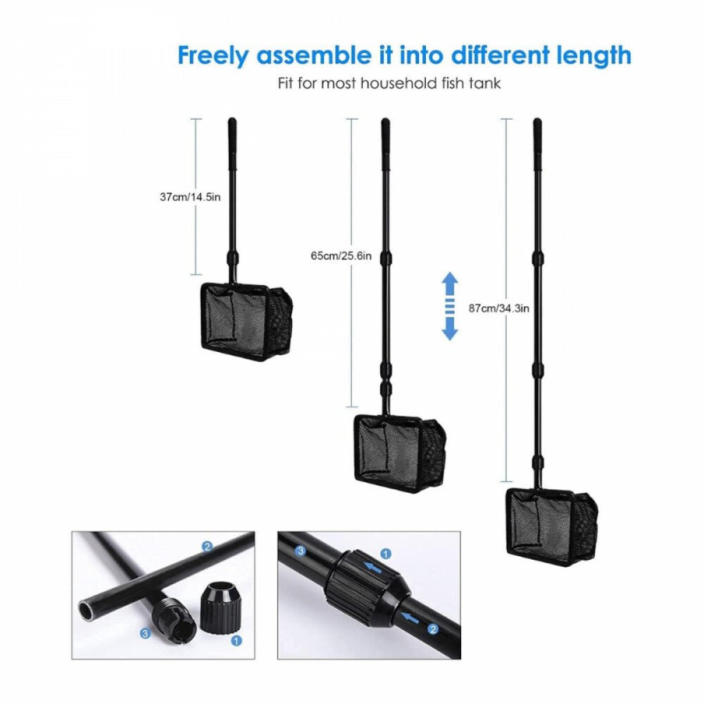 Többfunkciós Akvárium Tisztító Szett - Teleszkópos Nyéllel, Hálóval és Kefékkel - BShopy
