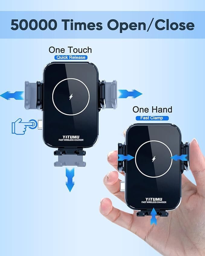 Yitumu A26 Vezeték nélküli 15 W Qi Autós Telefontöltő - Telefonrögzítő és Gyors Töltés - BShopy