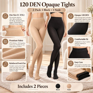 Ciorapi damă Yulaixuan, 2 buc. – 120 DEN, negri - nude - BShopy