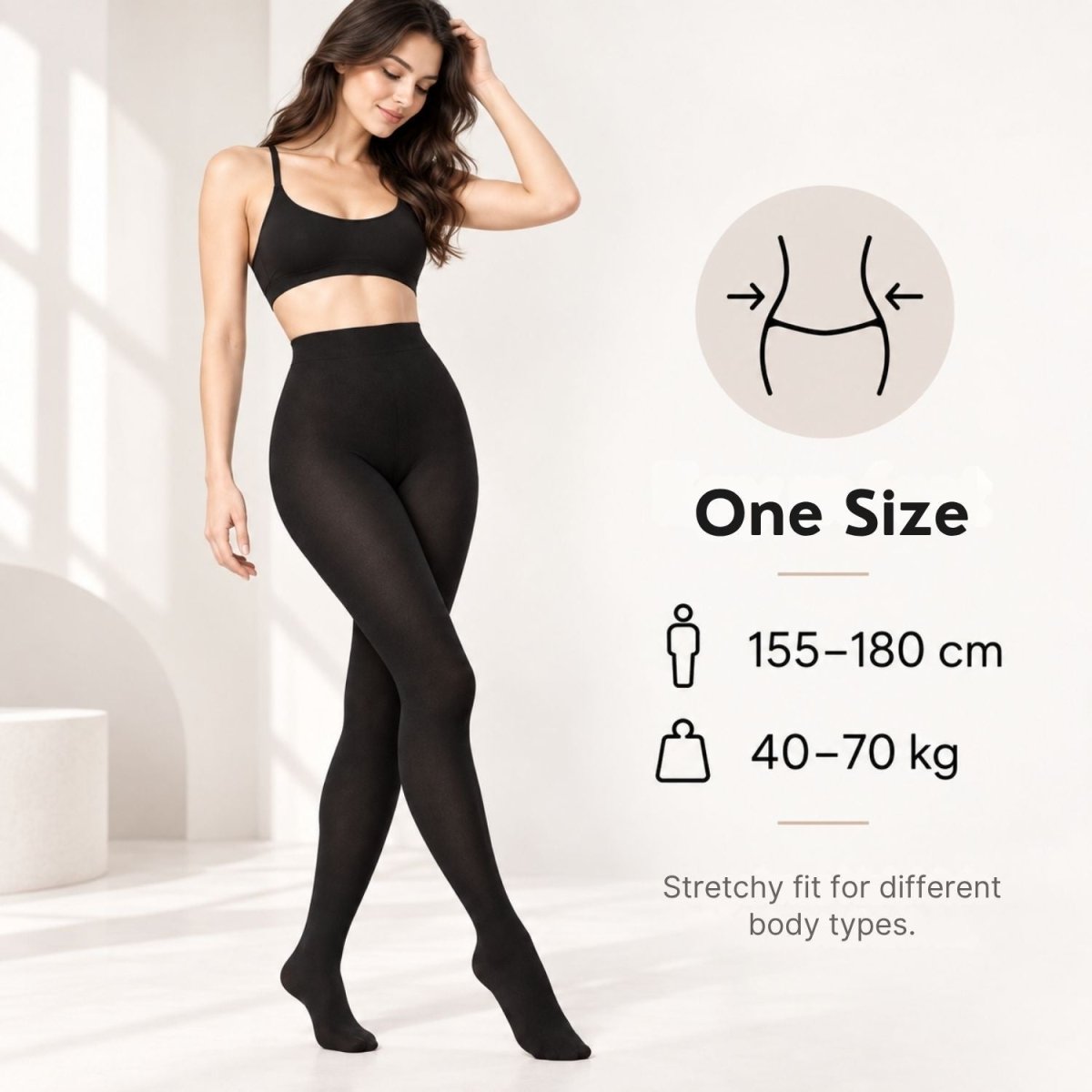 Ciorapi cu chilot Yulaixuan pentru femei, la modă, 3 buc. (Negru) - BShopy