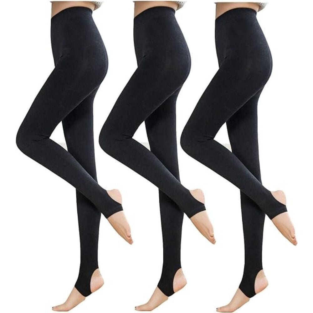 Yulaixuan Női Divatos Pamut Lábfej Nélküli Harisnyanadrág, 3db (Fekete) Plus Size - BShopy