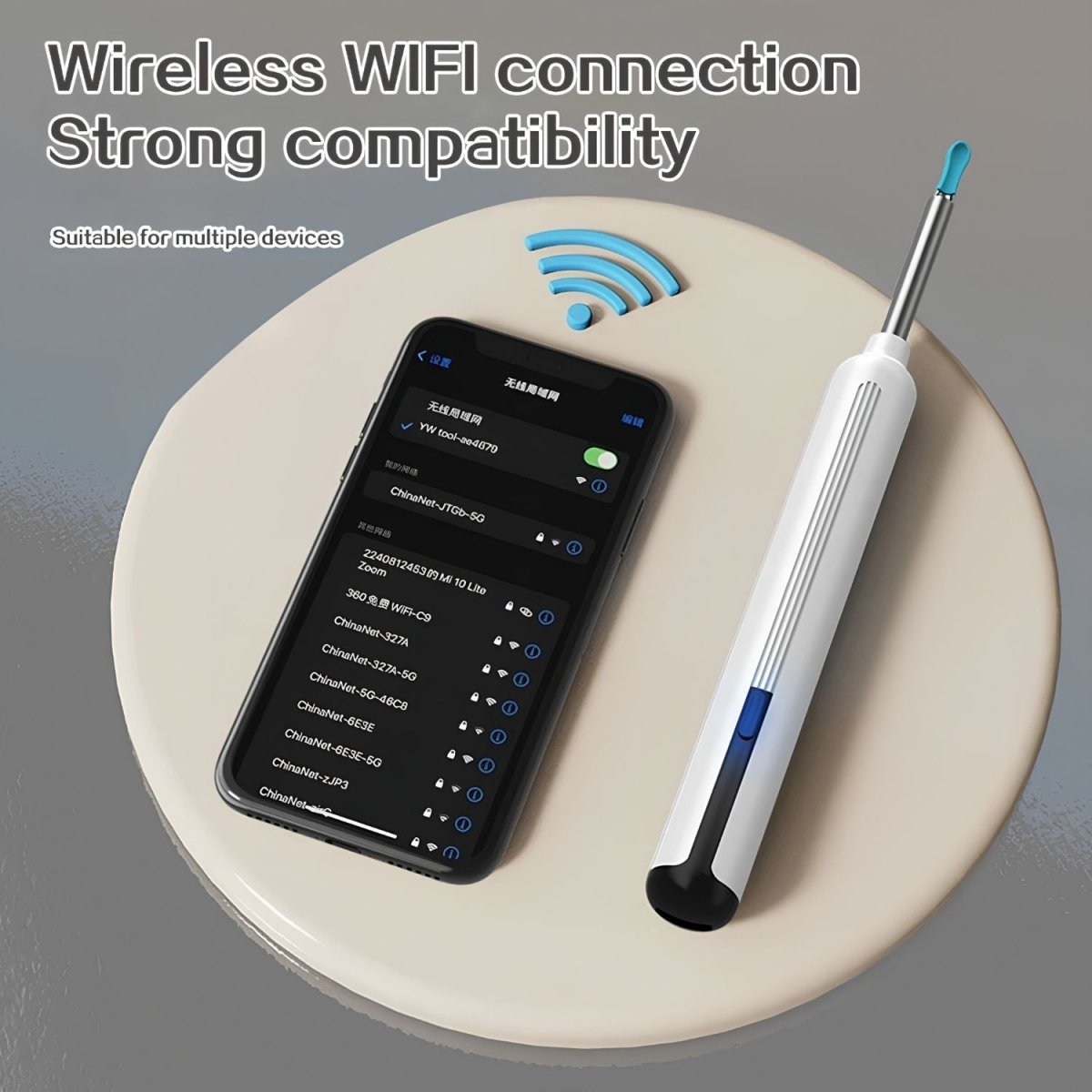 YW16 Kamerás Fültisztító WiFi Kapcsolattal – Mobiltelefonos Élőkép, 6 Szilikon Fej-BShopy