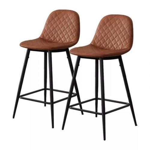 Set scaun de bar modern din imitație din piele maro 75 cm 2 buc