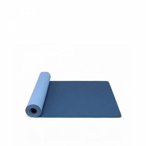 Covoraș de yoga ecologic TPE 6 mm cu geantă 183x66 cm (albastru-albastru închis)