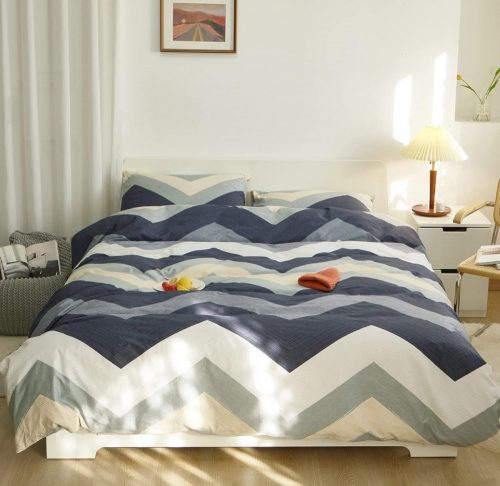 GETIYA Husă de pat elegantă 220x240cm (Geometric albastru închis)