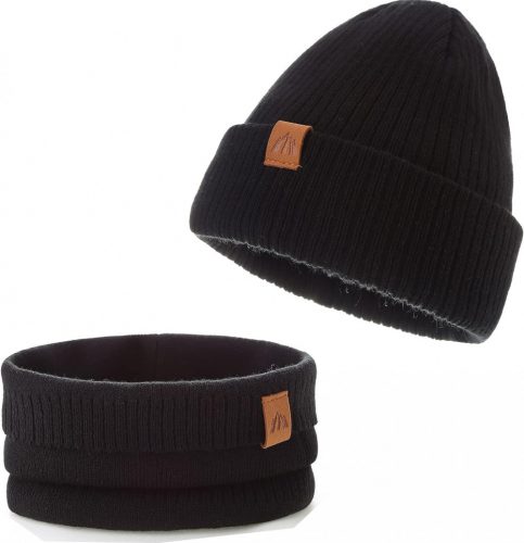 Pălărie și eșarfă pentru copii mici AHAHA Mărimea S (negru)