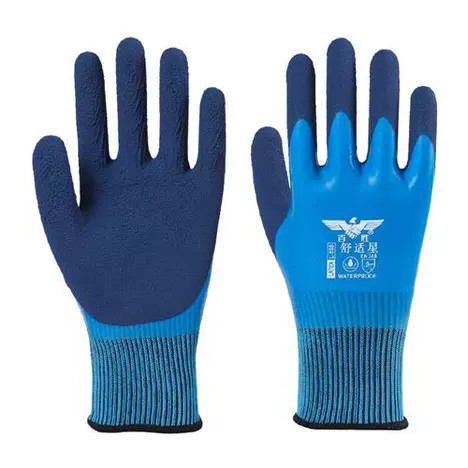 2 perechi de mănuși termice din poliester acoperite cu latex albastru