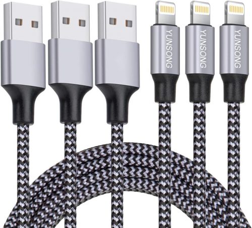 [Certificat MFi] Cablu USB pentru încărcător rotativ împletit din nailon pentru iPhone 1m 3 buc
