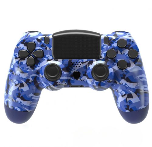 Controler compatibil BPlay PS4, joystick cu telecomandă cu vibrație duală, mufă audio și încărcător (Blue Dino)