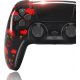 Controler compatibil BPlay PS4, joystick de la distanță cu vibrație duală, mufă audio și încărcător (cranii roșii)